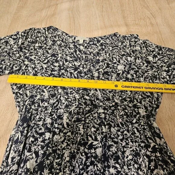 Lucky Brand Size M Blue & White Leaf Pattern Maxi Dress Lightweight Lined - Picture 5 of 9